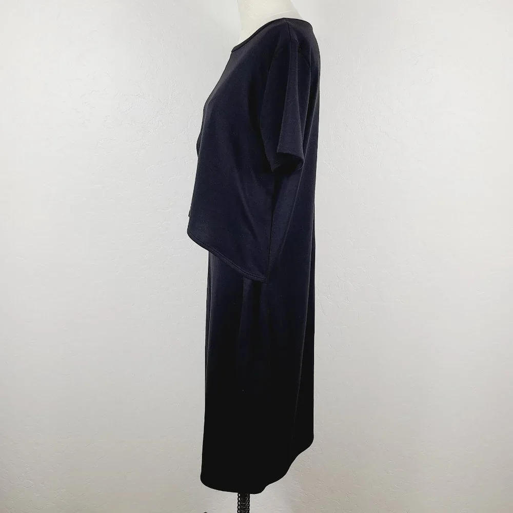 Roolee Nursing Dress XL Black Knit Short Sleeve Pullover Midi Shift - Picture 2 of 5